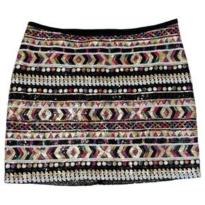 Guess Colorful Sequin Embellished Mini Skirt Festival Event Summer Art to Wear